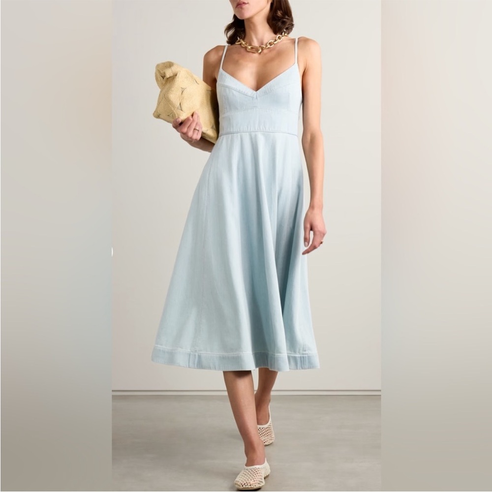 Zimmermann Blue Ruched Midi Sundress